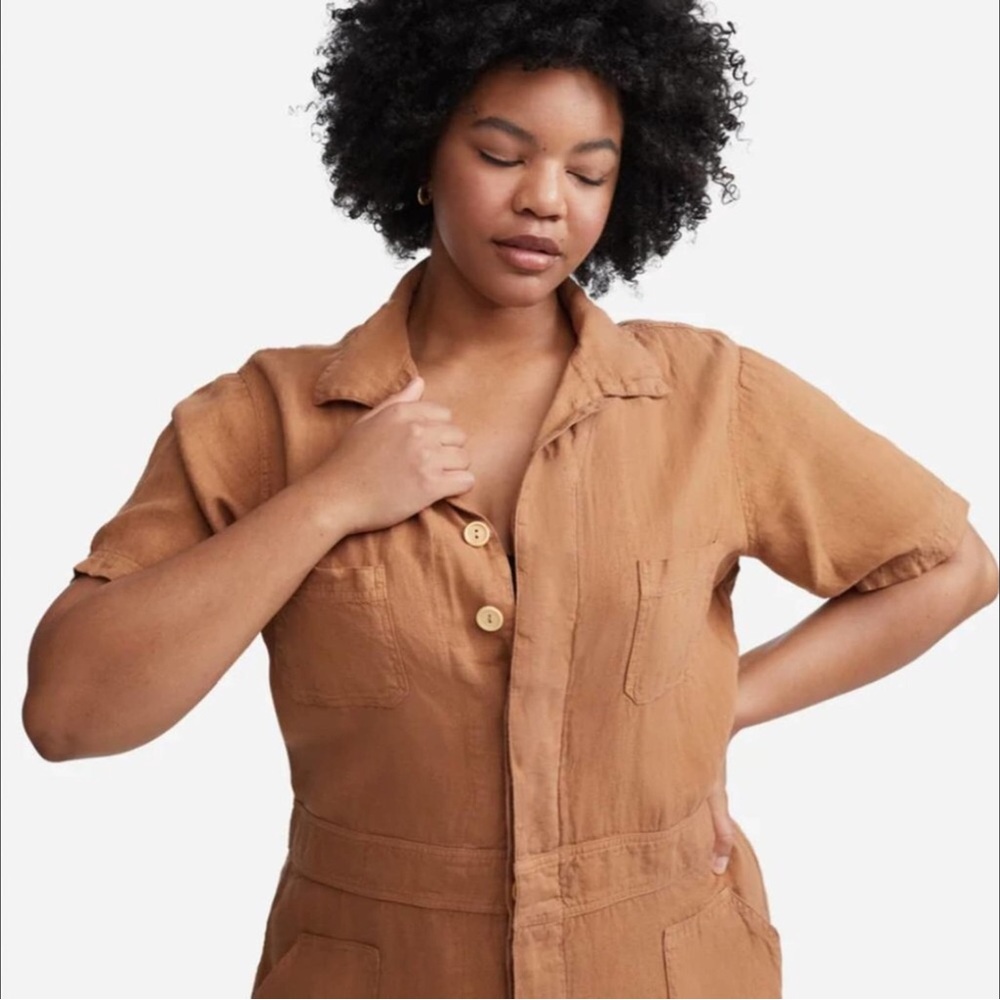 NEW Mate the Label Linen Short Sleeve Jumpsuit